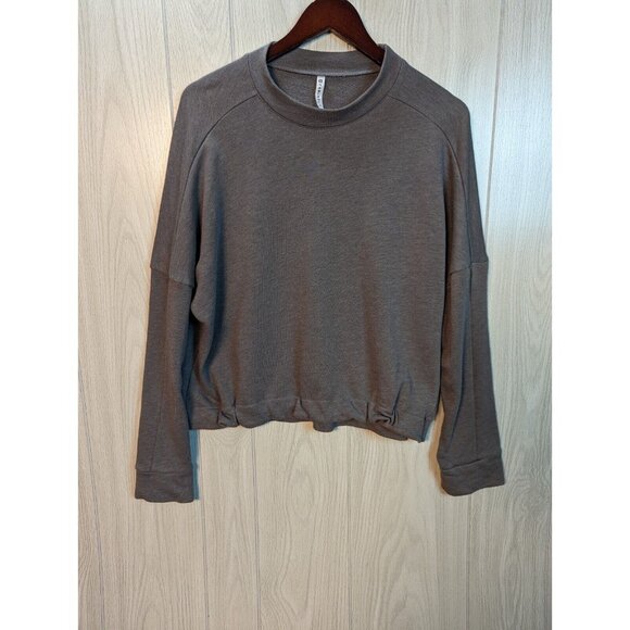 Fabletics Tops - Fabletics Long Sleeve Sweatshirt Women's Gray Lightweight Drawstring Crop Large